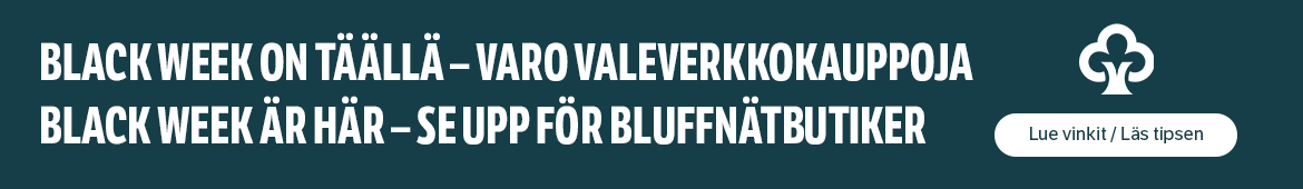 Black Week on täällä - varo valeverkkokauppoja. Lue vinkit. Black Week är här - se upp för bluffnätbutiker. Läs tipsen.